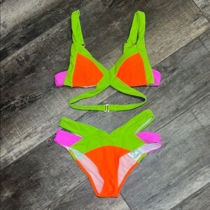 Neon Colorblock Bikini Set